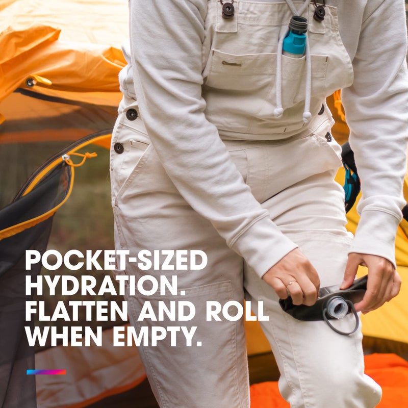 HydraPak Stow Collapsible Water Bottle - 500ml - Ultralight, Leak-Proof, BPA-Free, Filter Compatible Travel & Hiking Flask - Sutro Green - Image 4